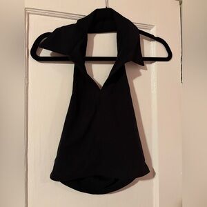 Paige DeSorbo The Drop Black Halter Top M Ribbed Stretch Sleeveless Blouse